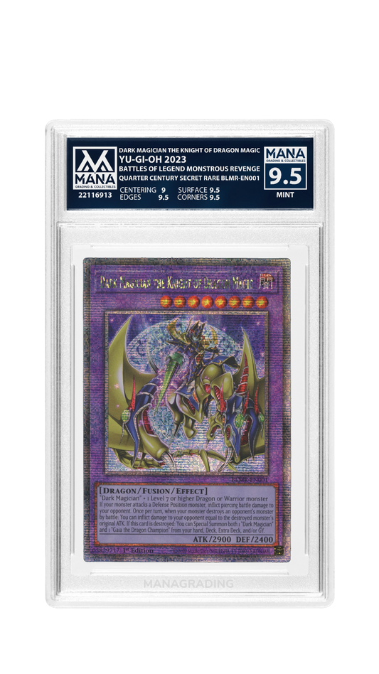 DARK MAGICIAN THE KNIGHT OF DRAGON MAGIC (QUARTER CENTURY SECRET RARE) MANA 9.5